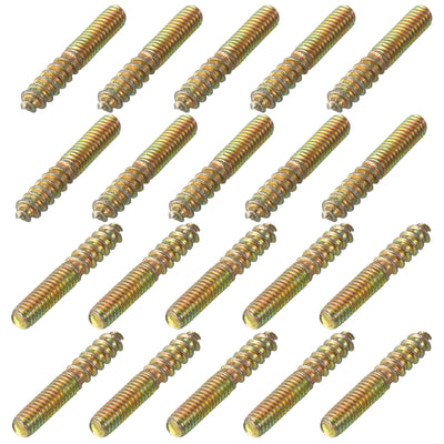 Harfington Uxcell 40Pcs M4x25mm Hanger Bolt Double Headed Bolt Self-Tapping Screw for Furniture