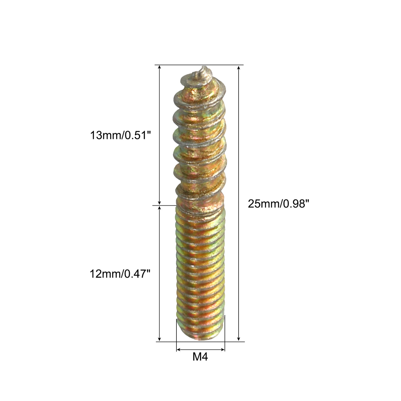 uxcell Uxcell 60Pcs M4x25mm Hanger Bolt Double Headed Bolt Self-Tapping Screw for Furniture