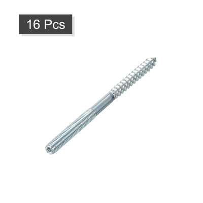 Harfington Uxcell 16Pcs M6x91mm Hanger Bolt Double Headed Bolt Self-Tapping Screw for Furniture
