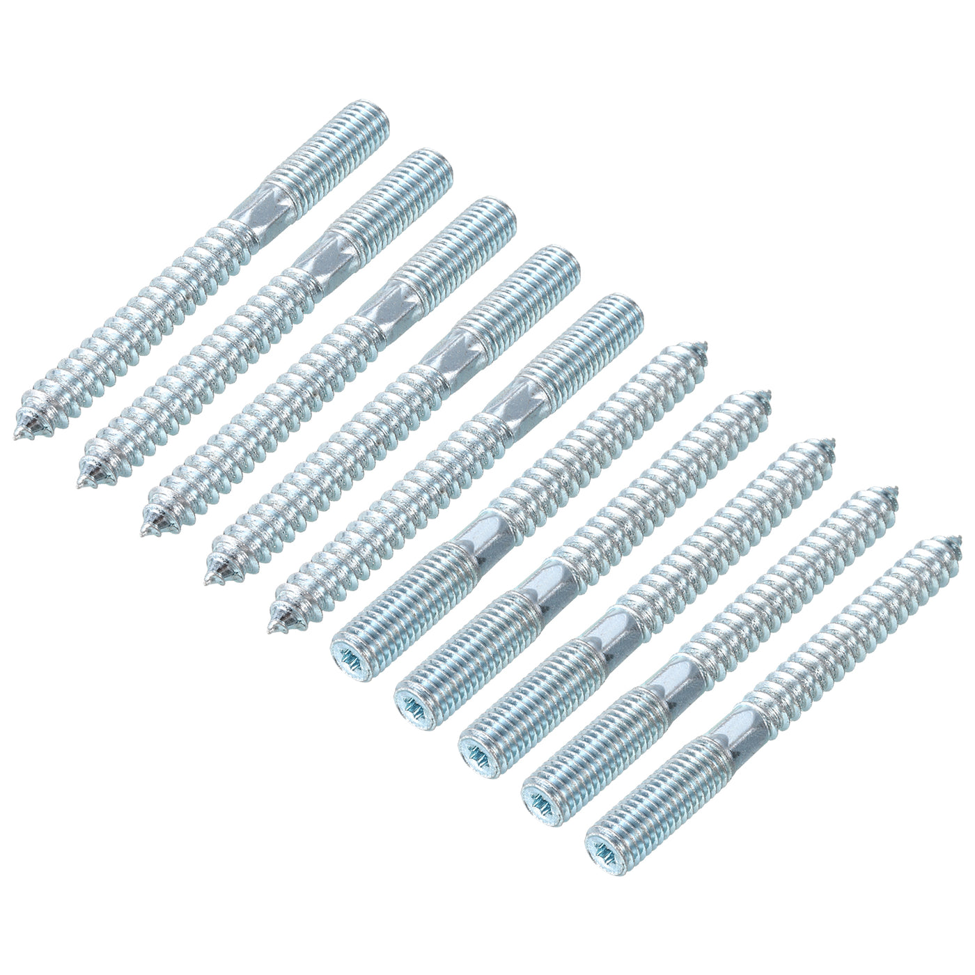 uxcell Uxcell 16Pcs M10x100mm Hanger Bolt Double Headed Bolt Self-Tapping Screw for Furniture