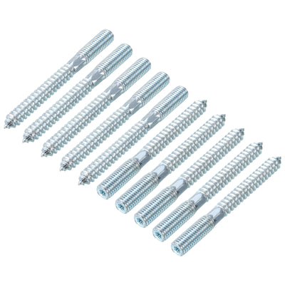 Harfington Uxcell 16Pcs M10x100mm Hanger Bolt Double Headed Bolt Self-Tapping Screw for Furniture