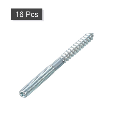 Harfington Uxcell 16Pcs M6x70mm Hanger Bolt Double Headed Bolt Self-Tapping Screw for Furniture