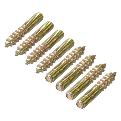 Harfington Uxcell 30Pcs M6x30mm Hanger Bolt Double Headed Bolt Self-Tapping Screw for Furniture