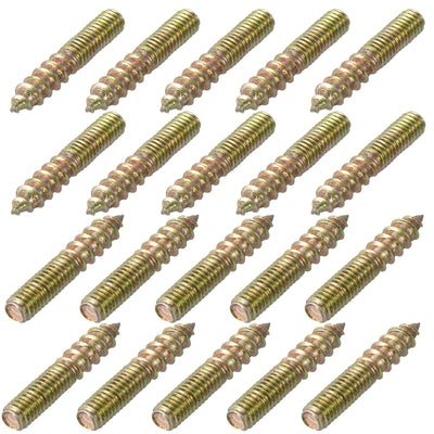 Harfington Uxcell 40Pcs M6x30mm Hanger Bolt Double Headed Bolt Self-Tapping Screw for Furniture
