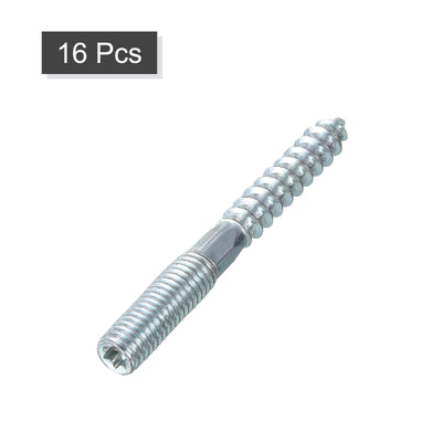 Harfington Uxcell 16Pcs M8x70mm Hanger Bolt Double Headed Bolt Self-Tapping Screw for Furniture