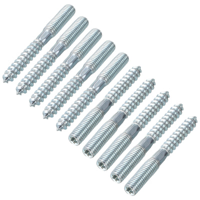 Harfington Uxcell 16Pcs M8x70mm Hanger Bolt Double Headed Bolt Self-Tapping Screw for Furniture