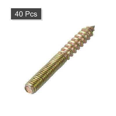 Harfington Uxcell 40Pcs M6x50mm Hanger Bolt Double Headed Bolt Self-Tapping Screw for Furniture