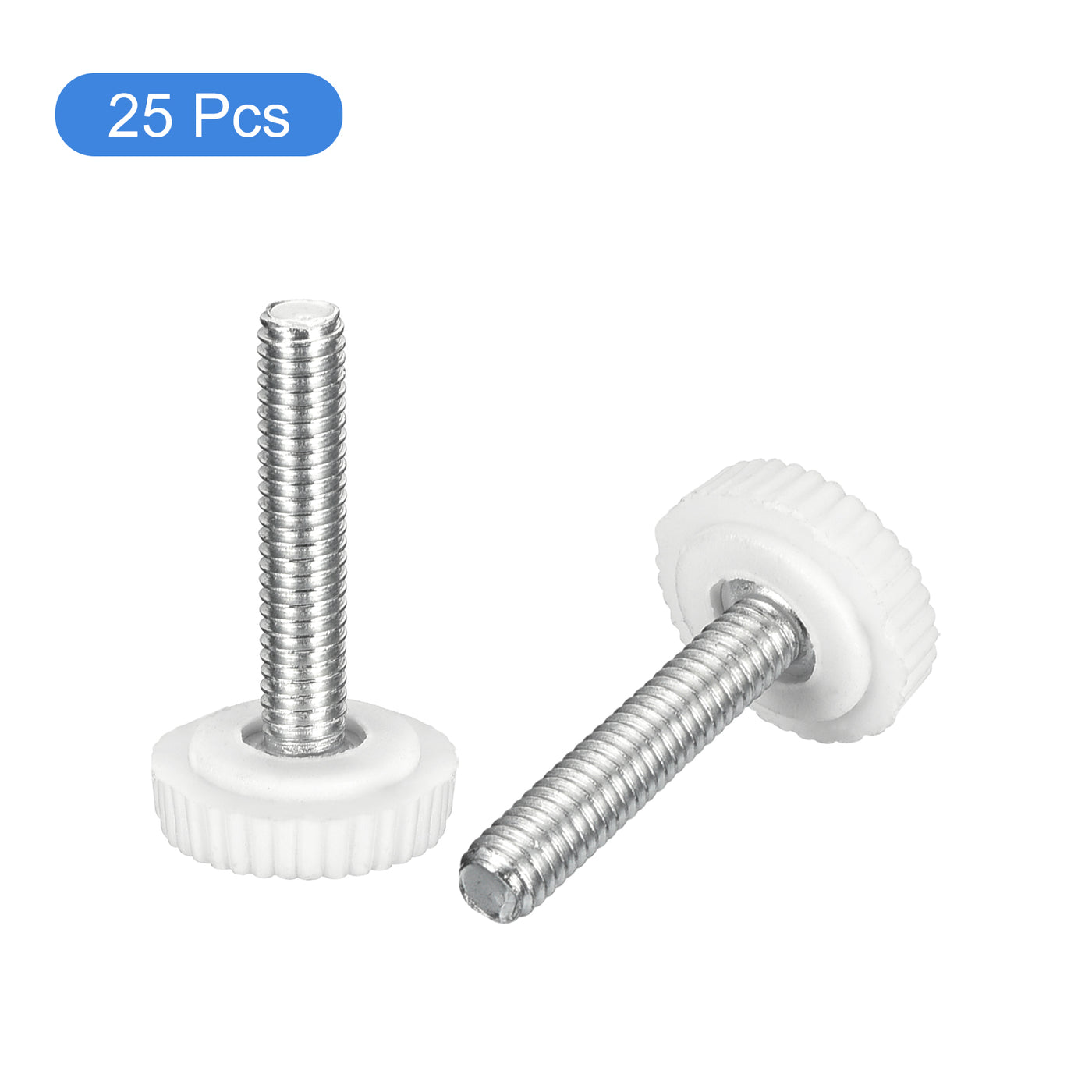 uxcell Uxcell 25Pcs M4x20mm Threaded Knurled Thumb Screws, Zinc Plated Carbon Steel White