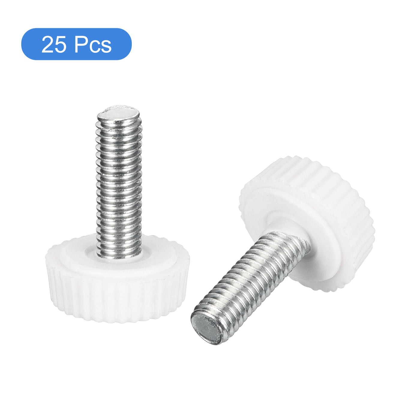 uxcell Uxcell 25Pcs M5x16mm Threaded Knurled Thumb Screws, Zinc Plated Carbon Steel White
