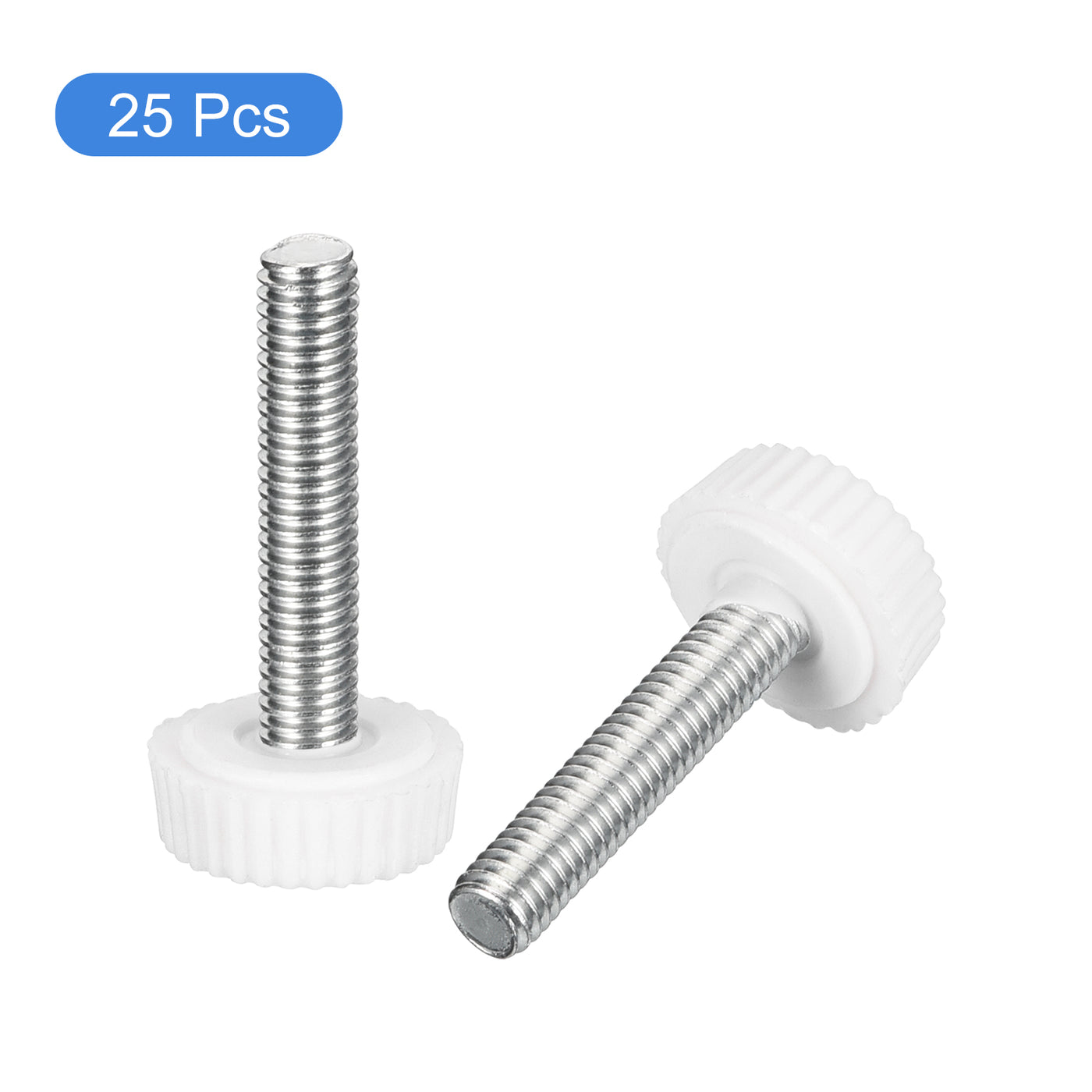 uxcell Uxcell 25Pcs M5x25mm Threaded Knurled Thumb Screws, Zinc Plated Carbon Steel White