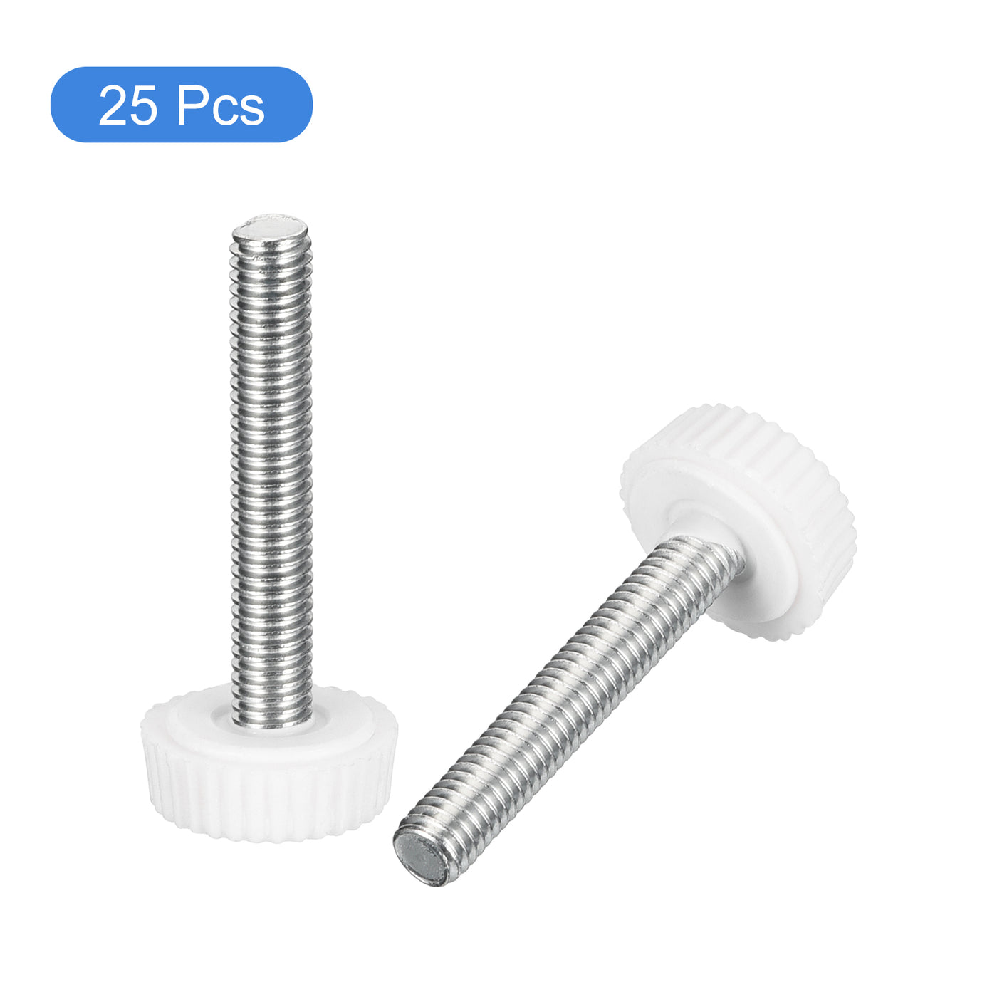 uxcell Uxcell 25Pcs M5x30mm Threaded Knurled Thumb Screws, Zinc Plated Carbon Steel White