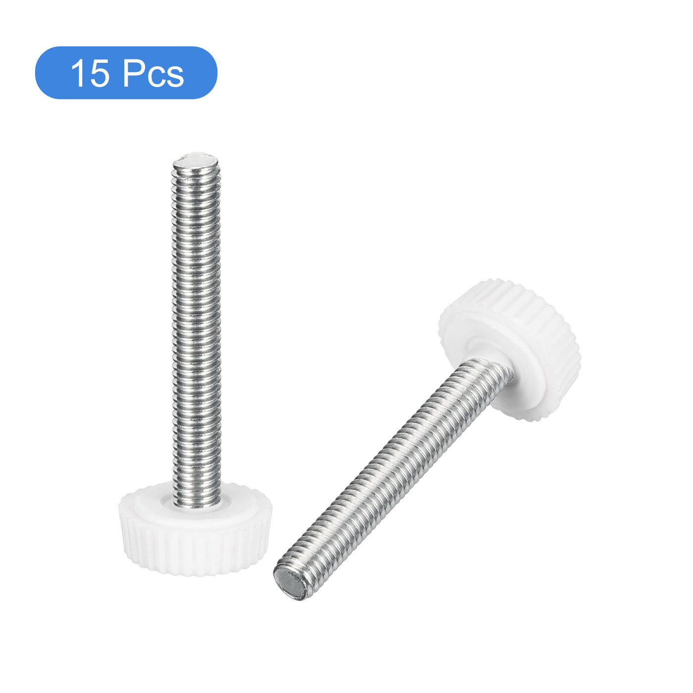 uxcell Uxcell 15Pcs M5x35mm Threaded Knurled Thumb Screws, Zinc Plated Carbon Steel White