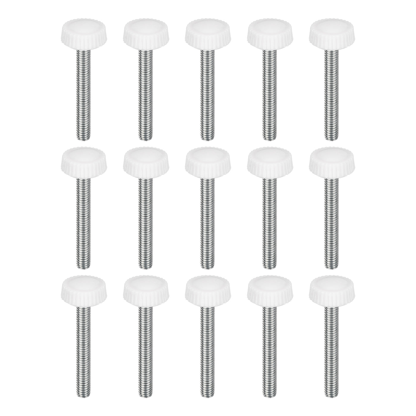 uxcell Uxcell 15Pcs M5x35mm Threaded Knurled Thumb Screws, Zinc Plated Carbon Steel White