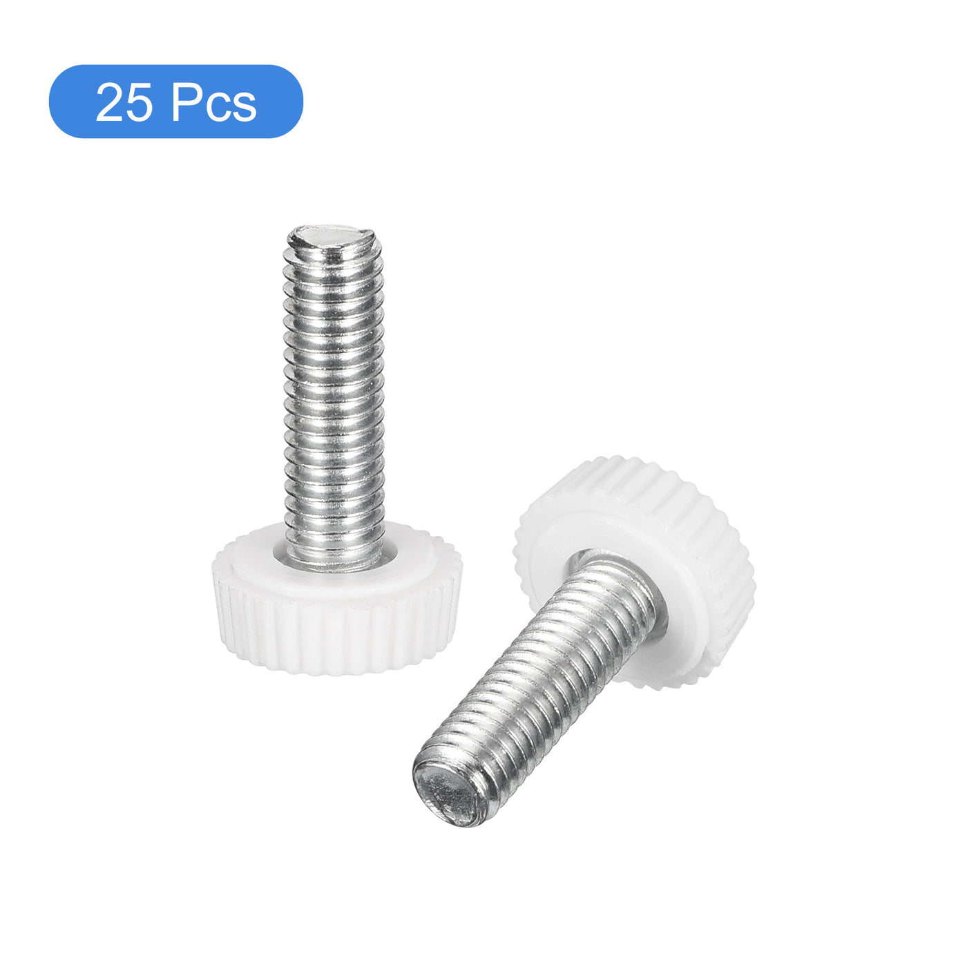 uxcell Uxcell 25Pcs M6x20mm Threaded Knurled Thumb Screws, Zinc Plated Carbon Steel White