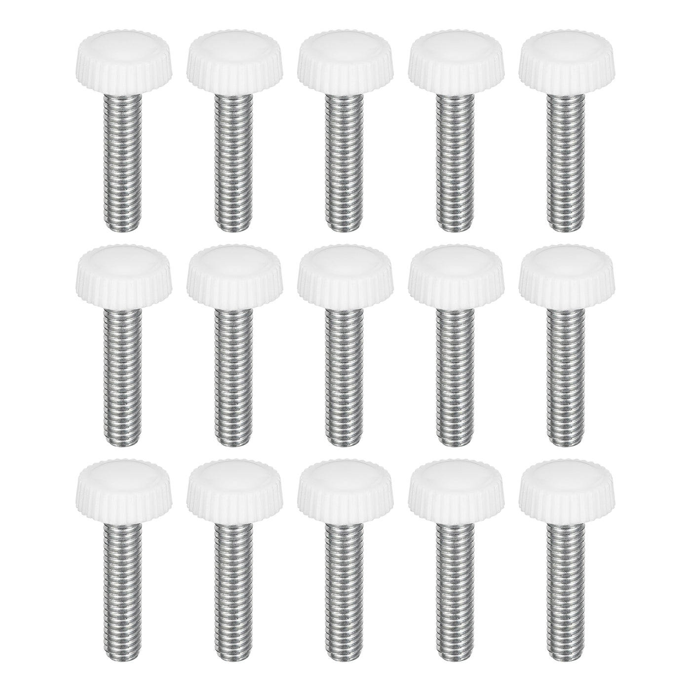 uxcell Uxcell 15Pcs M6x25mm Threaded Knurled Thumb Screws, Zinc Plated Carbon Steel White