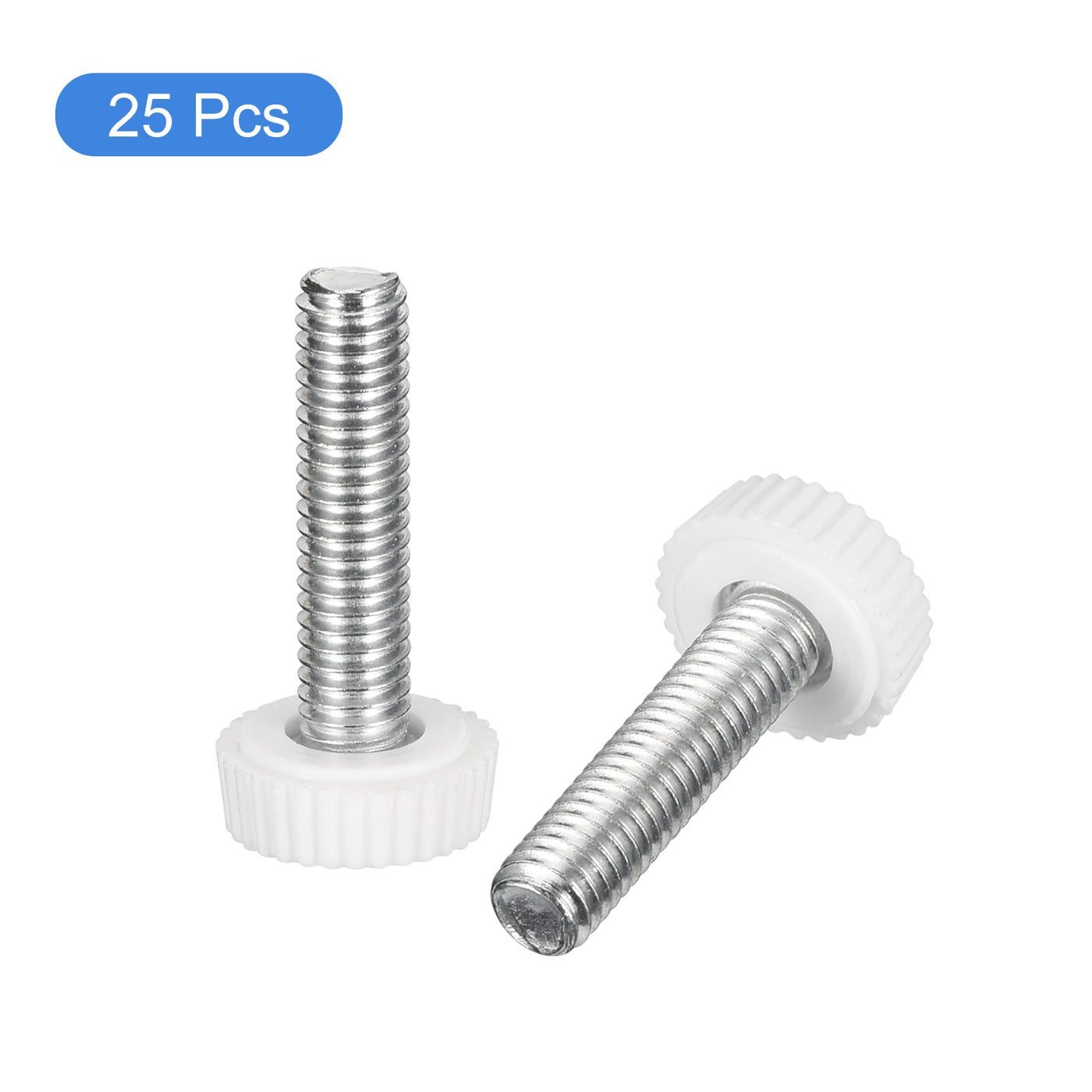 uxcell Uxcell 25Pcs M6x25mm Threaded Knurled Thumb Screws, Zinc Plated Carbon Steel White