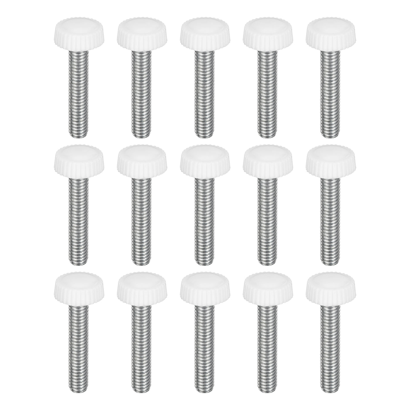 uxcell Uxcell 25Pcs M6x30mm Threaded Knurled Thumb Screws, Zinc Plated Carbon Steel White