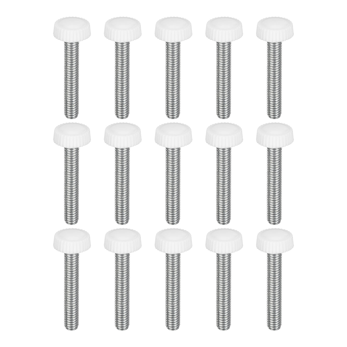 uxcell Uxcell 25Pcs M6x35mm Threaded Knurled Thumb Screws, Zinc Plated Carbon Steel White