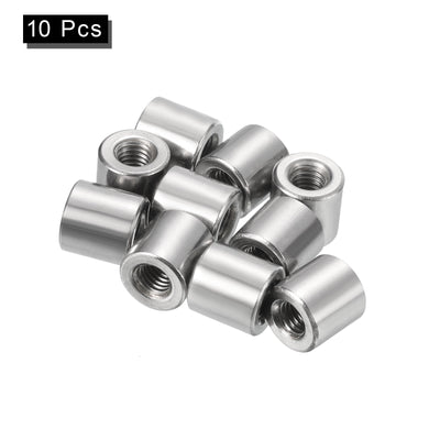 Harfington Uxcell 10Pcs Round Connector Nuts, M5x10x10mm Coupling Nut Sleeve Rod Bar Stud Nut