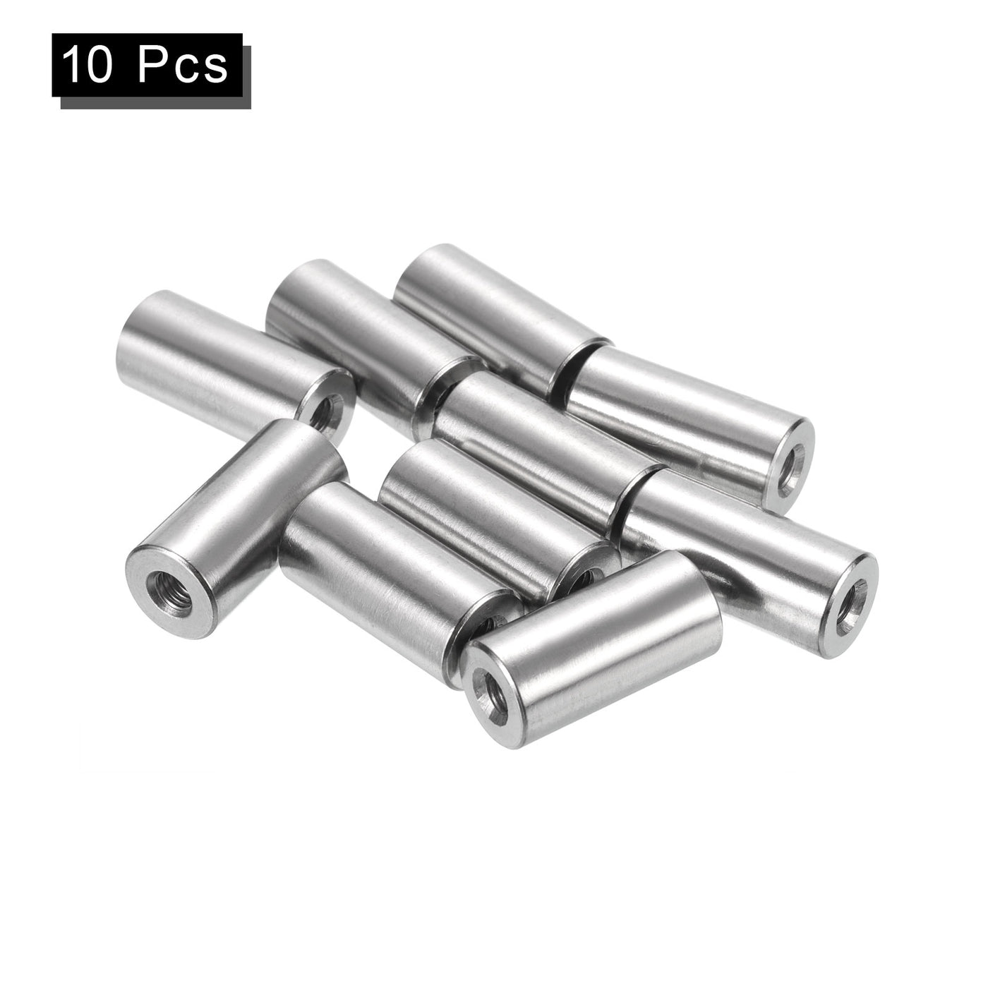 uxcell Uxcell 10Pcs Round Connector Nuts, M5x25x12mm Coupling Nut Sleeve Rod Bar Stud Nut