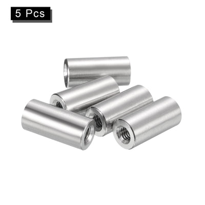 Harfington Uxcell 5Pcs Round Connector Nuts, M6x25x12mm Coupling Nut Sleeve Rod Bar Stud Nut