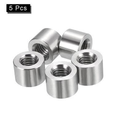 Harfington Uxcell 5Pcs Round Connector Nuts, M8x10x14mm Coupling Nut Sleeve Rod Bar Stud Nut
