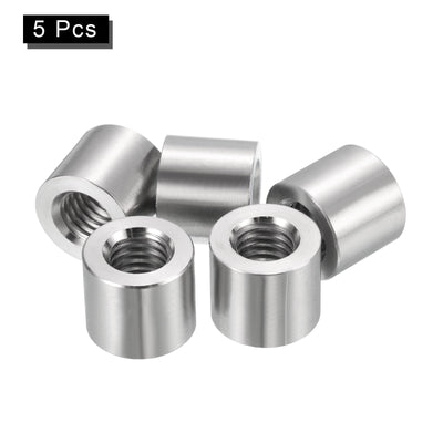 Harfington Uxcell 5Pcs Round Connector Nuts, M8x12x14mm Coupling Nut Sleeve Rod Bar Stud Nut