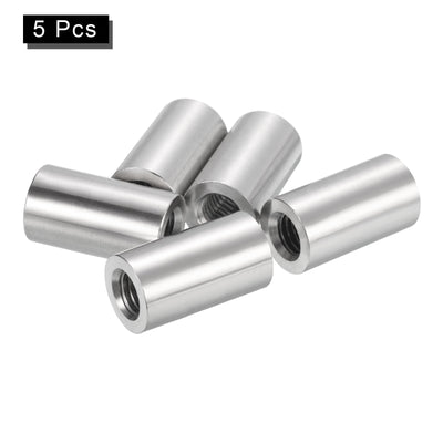 Harfington Uxcell 5Pcs Round Connector Nuts, M8x25x14mm Coupling Nut Sleeve Rod Bar Stud Nut