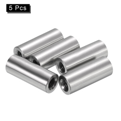 Harfington Uxcell 5Pcs Round Connector Nuts, M8x35x14mm Coupling Nut Sleeve Rod Bar Stud Nut