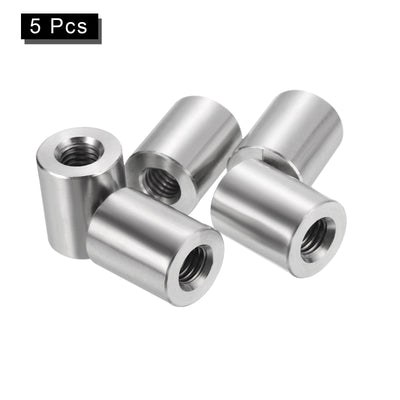 Harfington Uxcell 5Pcs Round Connector Nuts, M8x20x16mm Coupling Nut Sleeve Rod Bar Stud Nut