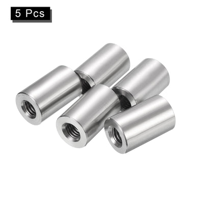 Harfington Uxcell 5Pcs Round Connector Nuts, M8x25x16mm Coupling Nut Sleeve Rod Bar Stud Nut
