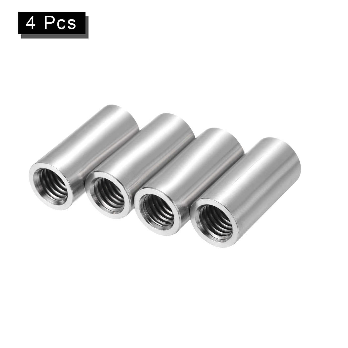 uxcell Uxcell 4Pcs Round Connector Nuts, M10x30x14mm Coupling Nut Sleeve Rod Bar Stud Nut