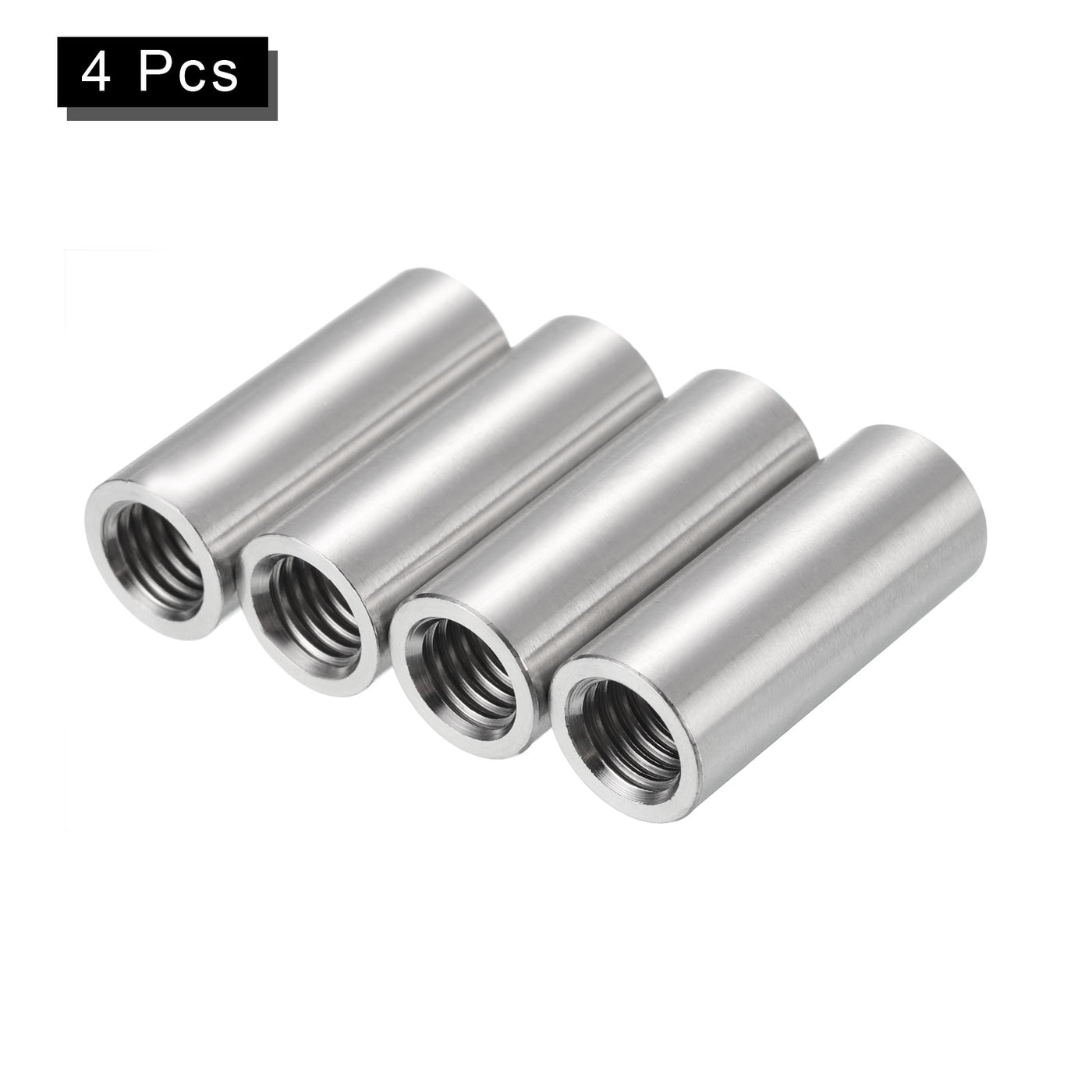 uxcell Uxcell 4Pcs Round Connector Nuts, M10x35x14mm Coupling Nut Sleeve Rod Bar Stud Nut