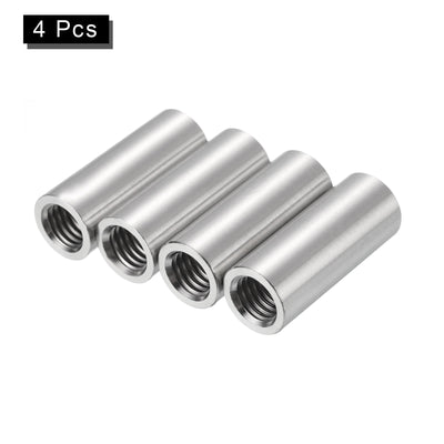 Harfington Uxcell 4Pcs Round Connector Nuts, M10x35x14mm Coupling Nut Sleeve Rod Bar Stud Nut
