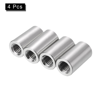 Harfington Uxcell 4Pcs Round Connector Nuts, M10x30x16mm Coupling Nut Sleeve Rod Bar Stud Nut