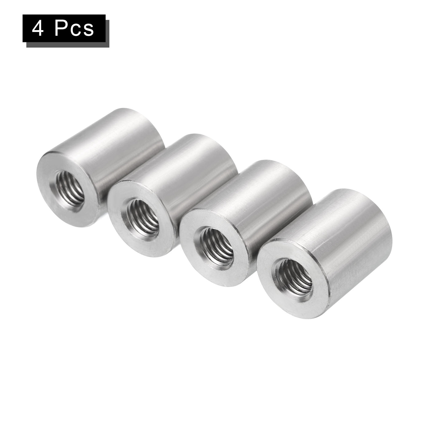 uxcell Uxcell 4Pcs Round Connector Nuts, M10x25x20mm Coupling Nut Sleeve Rod Bar Stud Nut