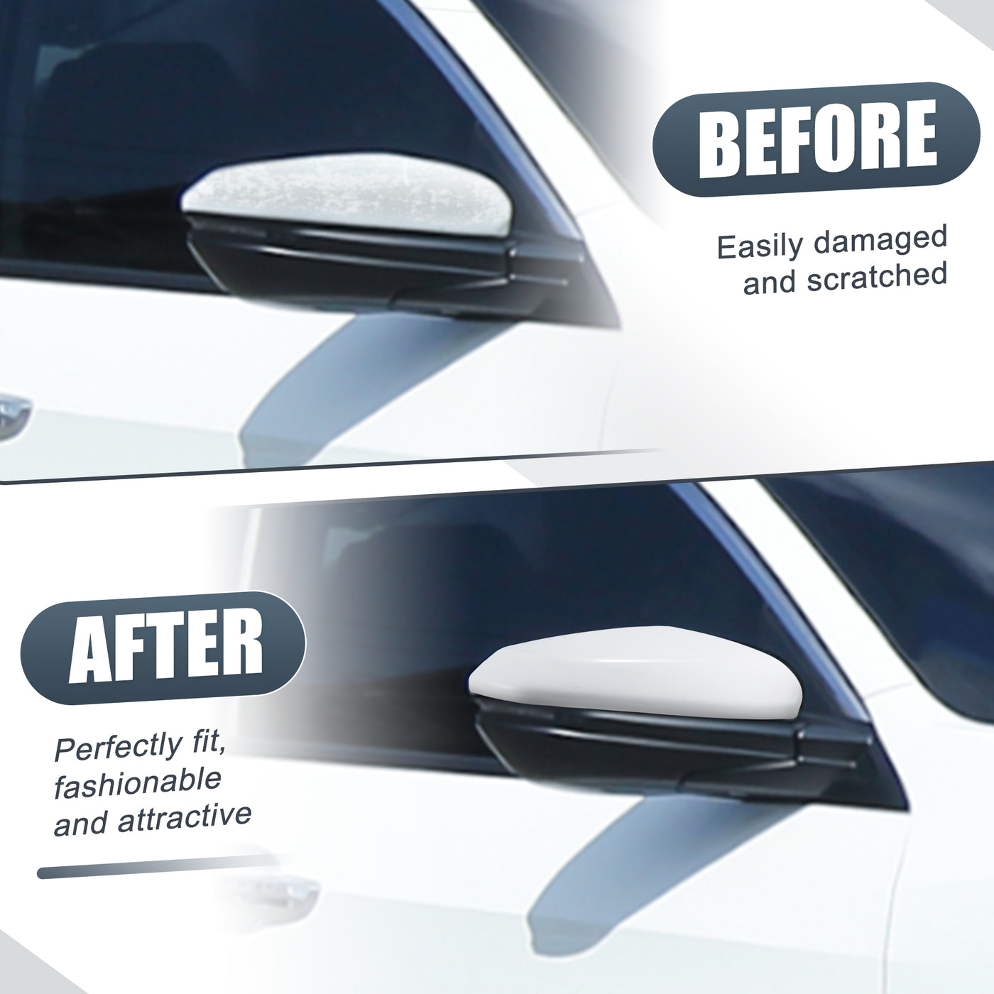 X AUTOHAUX Car Rear View Right Passenger Side Mirror Cover Cap Replacement White for Honda CIVIC 2016-2021 Mirror Guard Covers Exterior Decoration Trims
