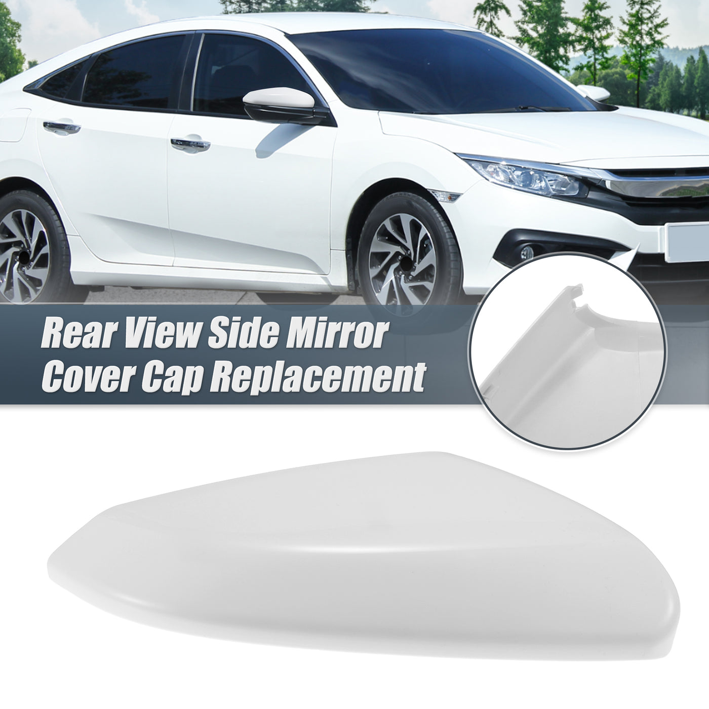 X AUTOHAUX Car Rear View Right Passenger Side Mirror Cover Cap Replacement White for Honda CIVIC 2016-2021 Mirror Guard Covers Exterior Decoration Trims
