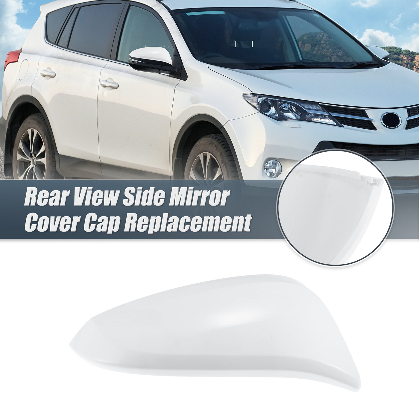 X AUTOHAUX Car Rear View Right Passenger Side Mirror Cover Cap Replacement White for Toyota RAV4 2014-2018 Mirror Guard Covers Exterior Decoration Trims