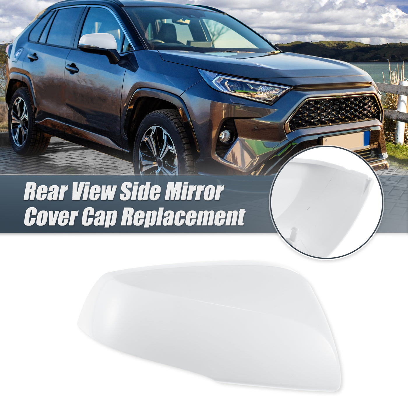 X AUTOHAUX Car Rear View Right Passenger Side Mirror Cover Cap Replacement White for Toyota RAV4 2019-2023 Mirror Guard Covers Exterior Decoration Trims