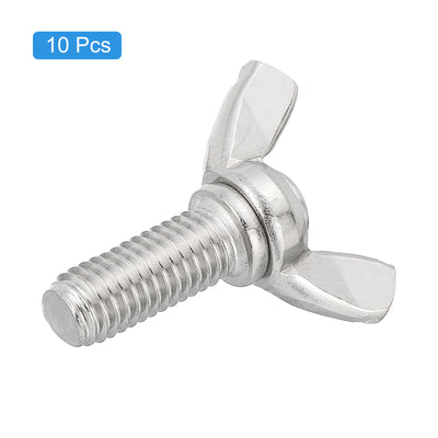 Harfington Uxcell 10pcs 304 Stainless Steel M8-1.25x20mm Wing Butterfly Screws Bolts
