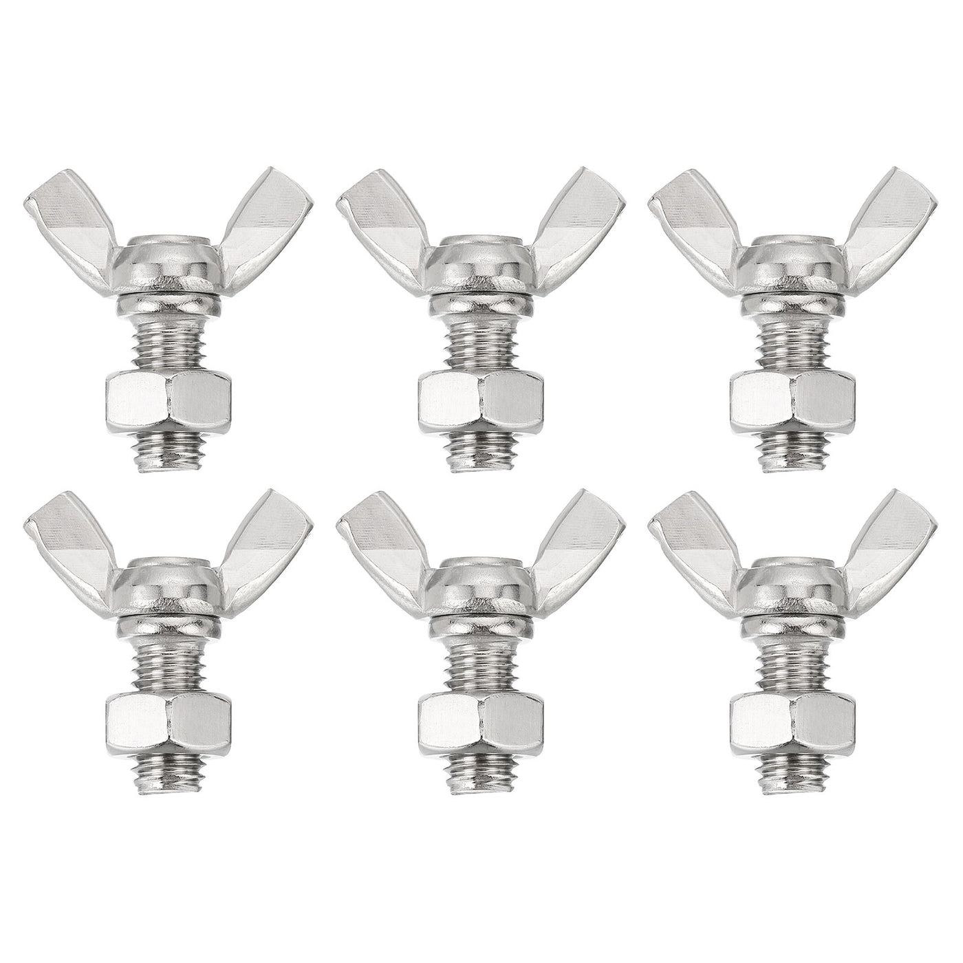 uxcell Uxcell 6pcs 304 Stainless Steel M8x16mm Wing Butterfly Screws Bolts with 6pcs Nuts