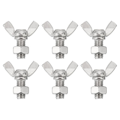 Harfington Uxcell 6pcs 304 Stainless Steel M8x16mm Wing Butterfly Screws Bolts with 6pcs Nuts