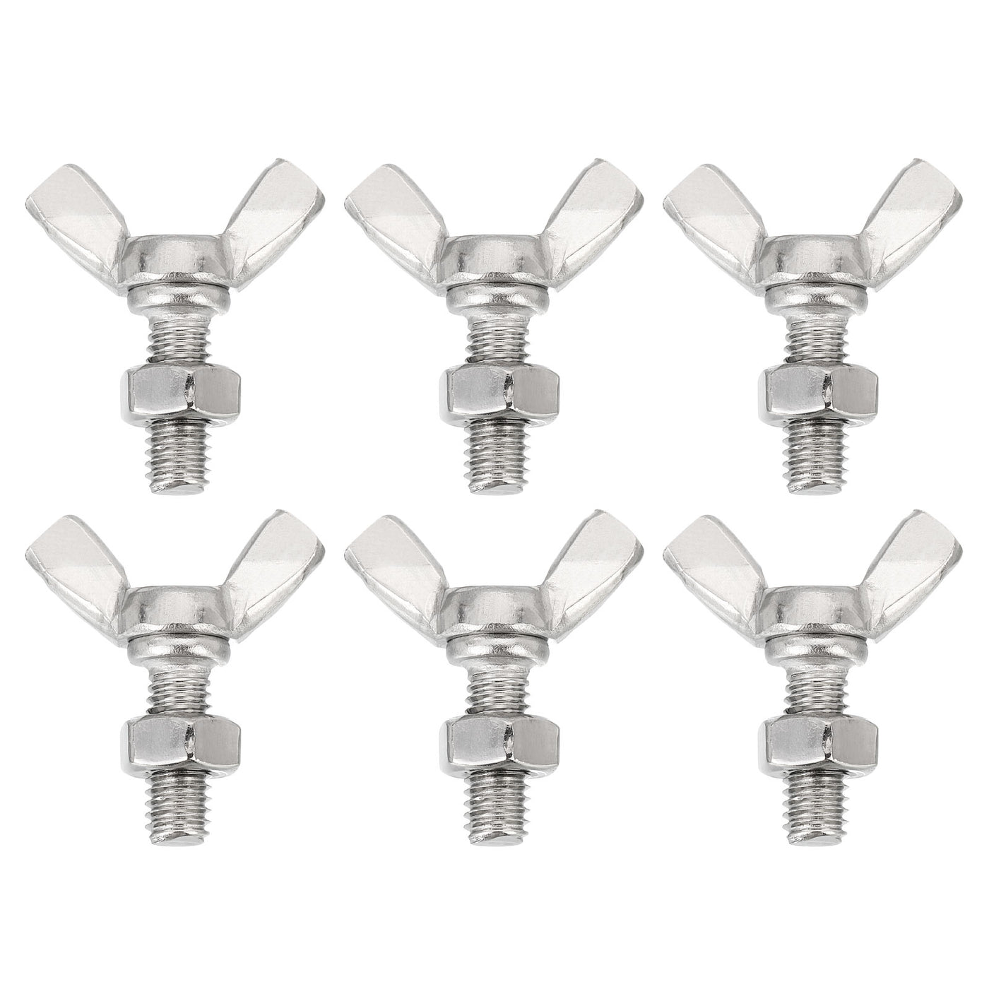 uxcell Uxcell 6pcs 304 Stainless Steel M6-1x16mm Wing Butterfly Screws Bolts with 6pcs Nuts