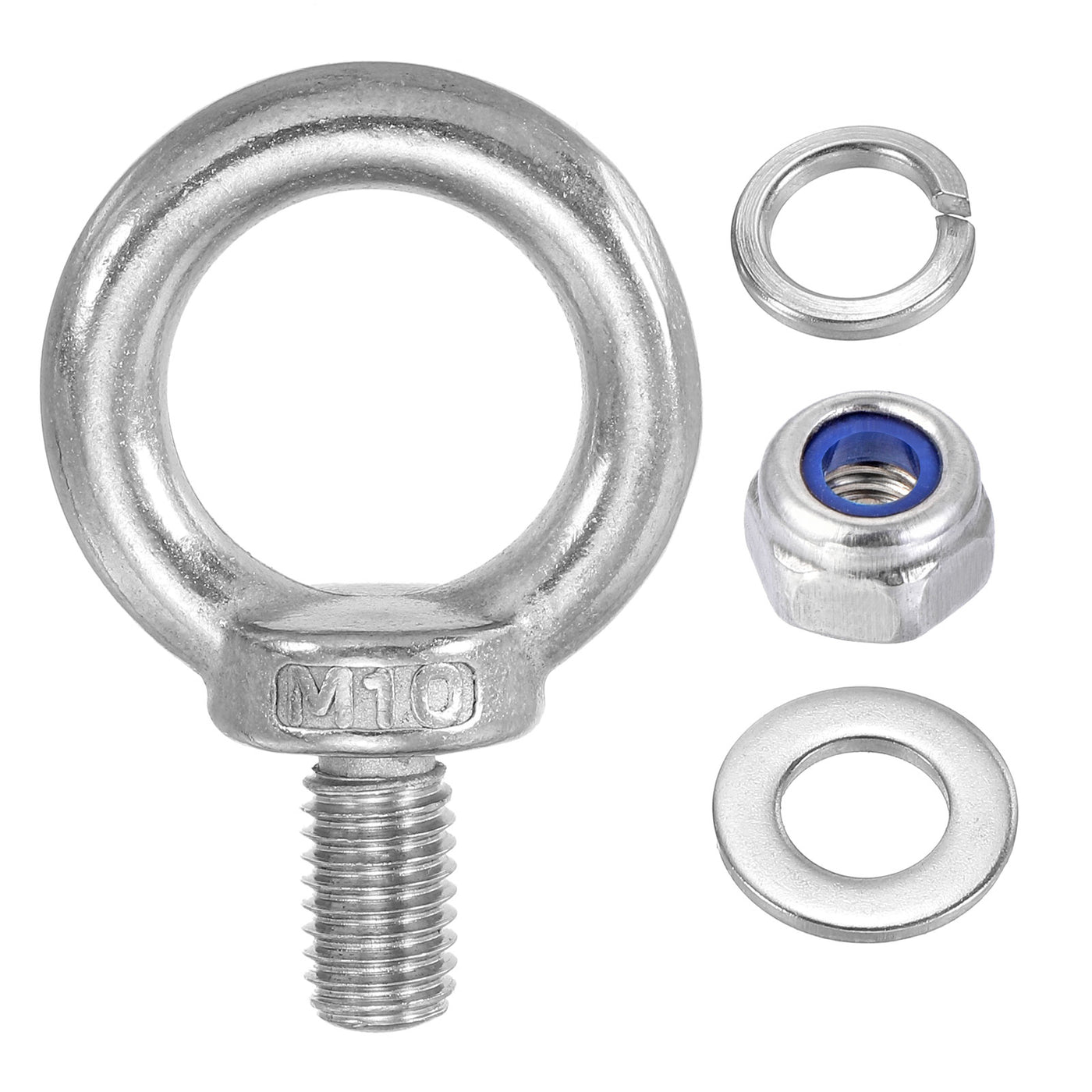 Harfington 3Pcs M10 x 18mm 304 Stainless Steel Lifting Shoulder Eye Bolt with Nuts Washers