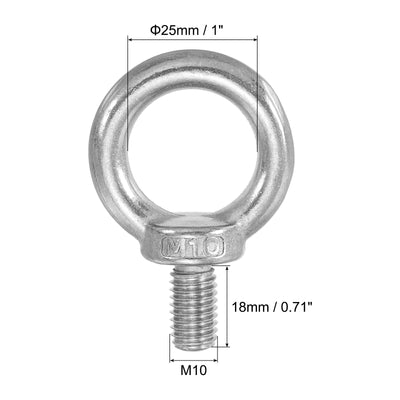 Harfington 5Pcs M10 x 18mm 304 Stainless Steel Lifting Shoulder Eye Bolt with Nuts Washers