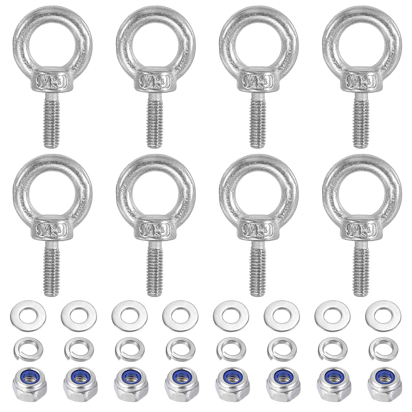 Harfington 8Pcs M3 x 9mm 304 Stainless Steel Lifting Shoulder Eye Bolt with Nuts Washers