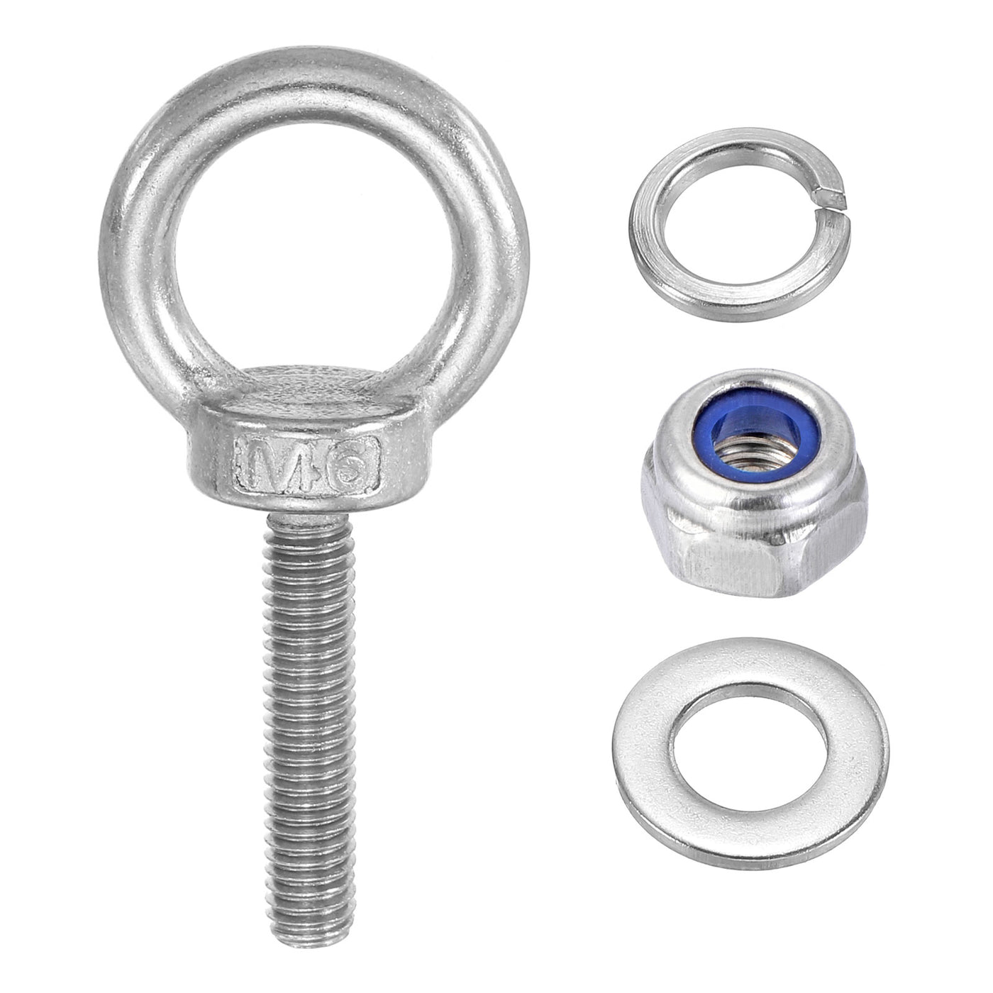 Harfington 3Pcs M6 x 30mm 304 Stainless Steel Lifting Shoulder Eye Bolt with Nuts Washers