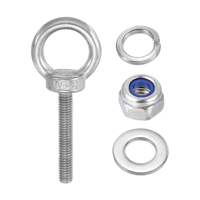 Harfington 5Pcs M6 x 40mm 304 Stainless Steel Lifting Shoulder Eye Bolt with Nuts Washers