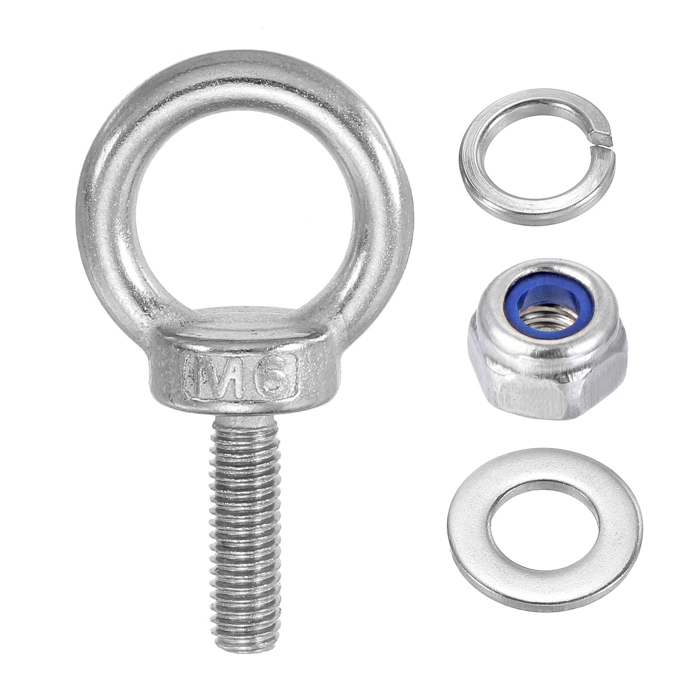 Harfington 8Pcs M6 x 20mm 304 Stainless Steel Lifting Shoulder Eye Bolt with Nuts Washers